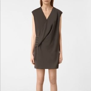 Size 2All Saints Gray Aures Dress W/ Lace Tie
